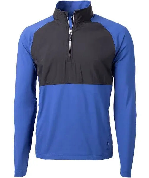 "Cutter & Buck Men's Tour Blue/Black Adapt Eco Knit Hybrid Recycled Quarter Zip"