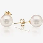 Yellow Gold Freshwater Pearl Gold Stud Earrings for Women by PAVOI