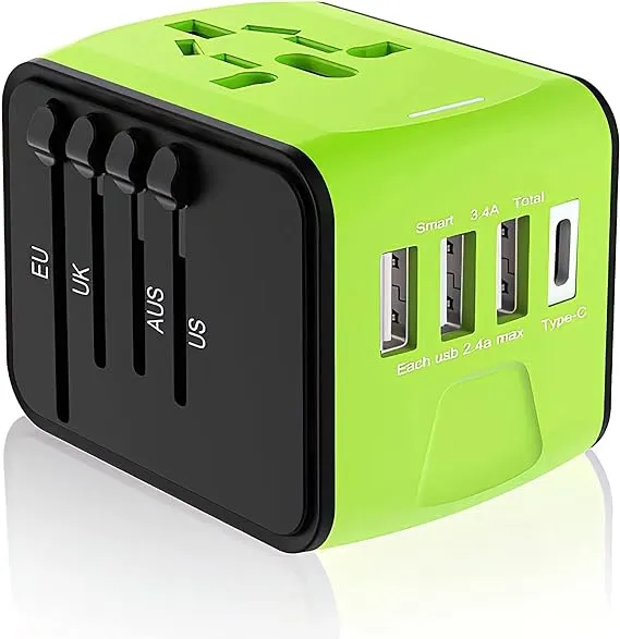 Universal Travel Adapter, Worldwide Travel Power Adapter, International Travel Plug All in One Power Plug Adapter with USB C Port Fast Wall Charging for European, Italy, US, AU & More 170 Countries