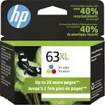 HP 63XL High Yield Tri-Color Original Ink Cartridge F6U63AN140