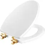 Mayfair 1826BGSL 000 Benton Toilet Seat with Brushed Gold Hinges will Slow Close