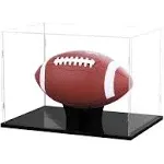 Football Display Case Full size, Acrylic Clear Box with Stand, UV Protected Memorabilia Holder, for Autographed Football Fans & Collectors, Sports