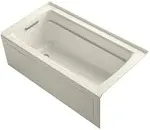 Kohler Archer K-1123-LA-96 Biscuit 60" x 32" Alcove Bath, Left Drain