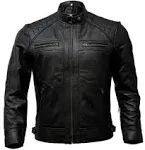 Artistry Leather Mens Genuine Leather Biker Jacket Black | Vintage Brown Distressed Lambskin Motorcycle Jackets for Men (Black, Large)