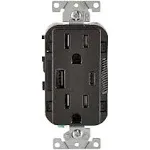 Leviton Decora 15 Amps 125 Volt Black Outlet and USB Charger 5-15R