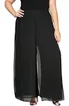 Alex Evenings Plus Size Wide Leg Carwash Pant, Womens, 2X, Black