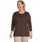 Lands' End Women's Petite 3/4 Sleeve Supima Cotton Crewneck Tunic - Large - Rich Coffee