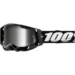 100% Racecraft 2 Mountain Bike & Motocross Goggles - MX and MTB Racing Protective Eyewear (Black - Mirror Silver Lens)