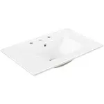 Jonathan Y Ancillary 3-Hole 30 in. W x 18.25 in. D Classic Contemporary Rectangular Ceramic Single Sink Basin Vanity Top - White