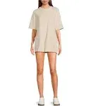 Free People Movement Hot Shot Tee Romper Large Bleached Clay Combo New