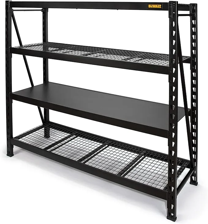 DEWALT 41660 DXST10000BLK 4-Shelf Industrial Storage Rack - 77”W x 24”D x 72”H, Black