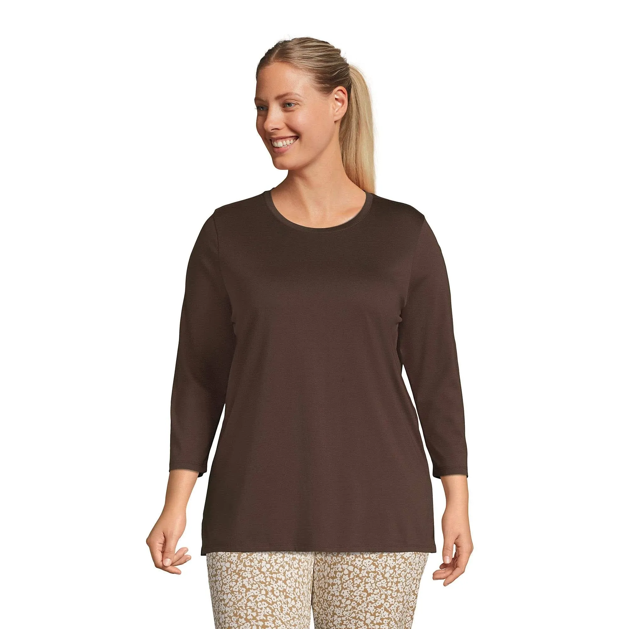 Lands' End Women's Petite 3/4 Sleeve Cotton Supima Tunic