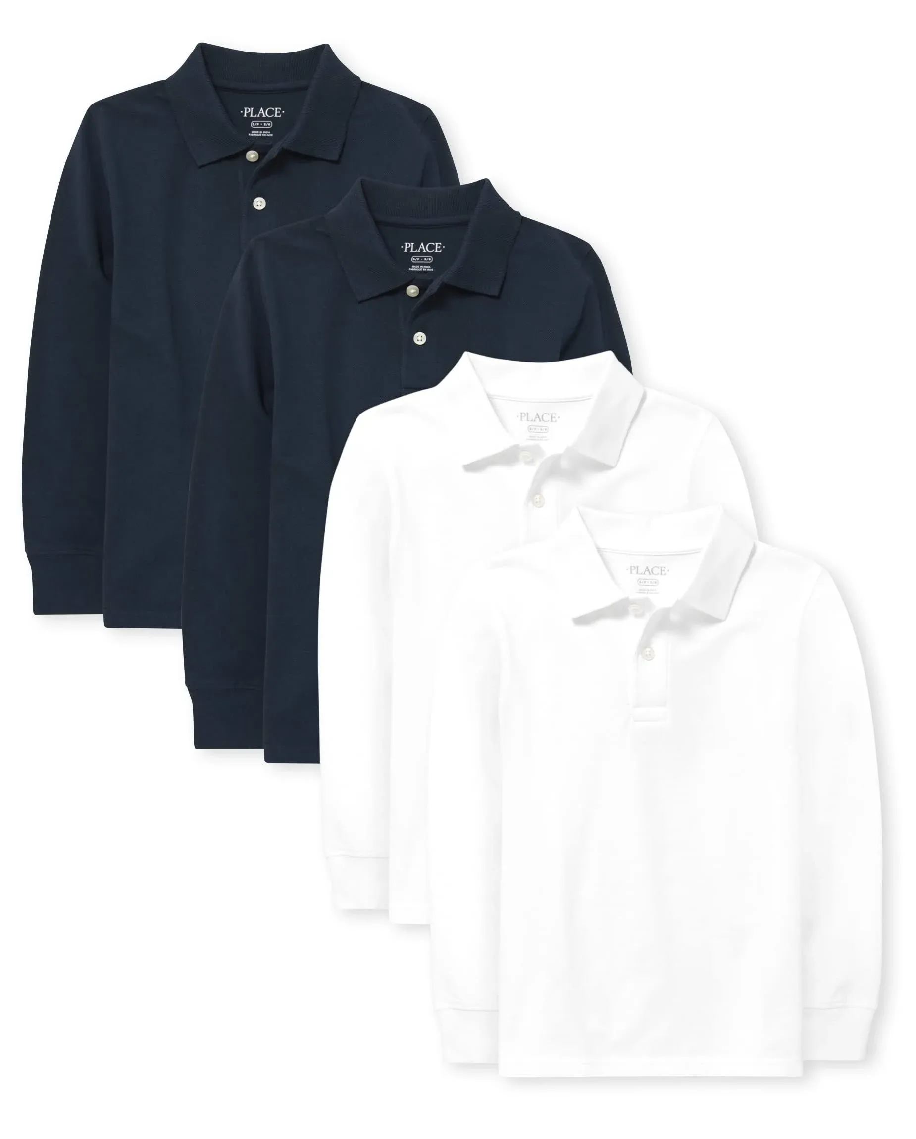 The Children's Place Boys Uniform Long Sleeve Pique Polo