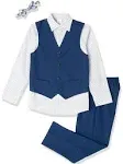 Van Heusen Boys' 4-Piece Formal Suit Set, Vest, Pants, Collared Dress Shirt, and Tie, Blue Jean, 4T