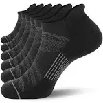 FITRELL 6 Pack Mens Ankle Running Socks Low Cut Cushioned 9-12 Black+grey