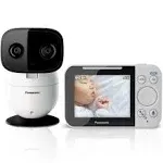 Panasonic - Secure Video Baby Monitor with Extra Long Range, Remote Pan/Tilt/Zoom, 2-Way Talk and Customizable Alerts - Black/White