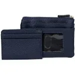 Julia Buxton Solid Pebble Faux Leather Large ID Coin Case, Blue