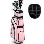 Ladies Womens Complete Golf Clubs Set 10 Pieces Includes Alloy Driver - Pink