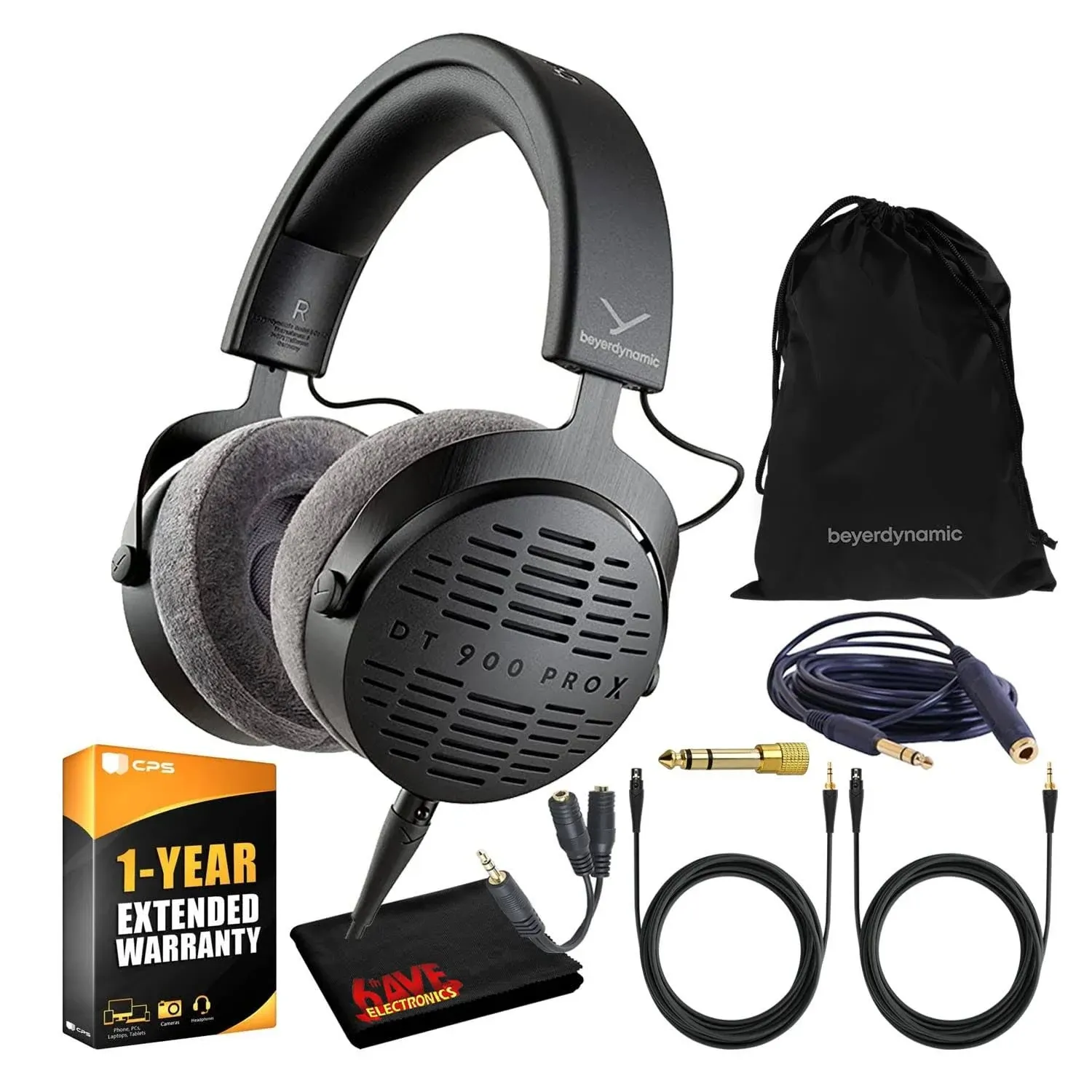 Beyerdynamic DT 900 Pro x Open-Back Studio Headphones Bundle with Detachable Cable, Headphone Splitter, Extension Cable, and Extended Protection Plan