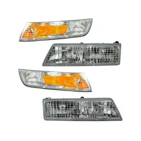 Headlight and Side Marker Kit 4 Piece Set - Compatible with 1995-1997 Mercury Grand Marquis