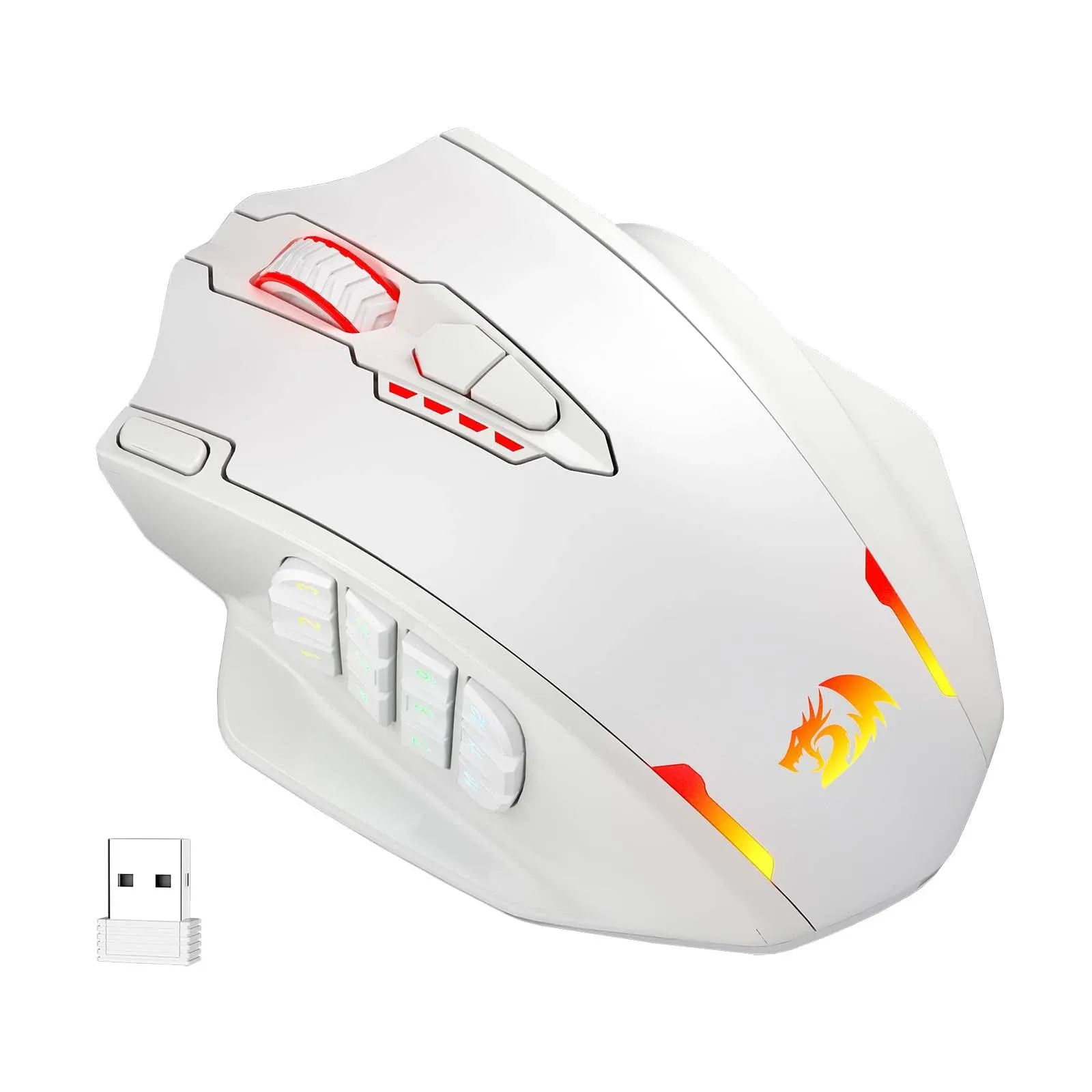 Redragon RGB Wireless Gaming Mouse Impact Elite M913 | 20 Programmable Buttons | 12 Side Buttons MMO Mouse White