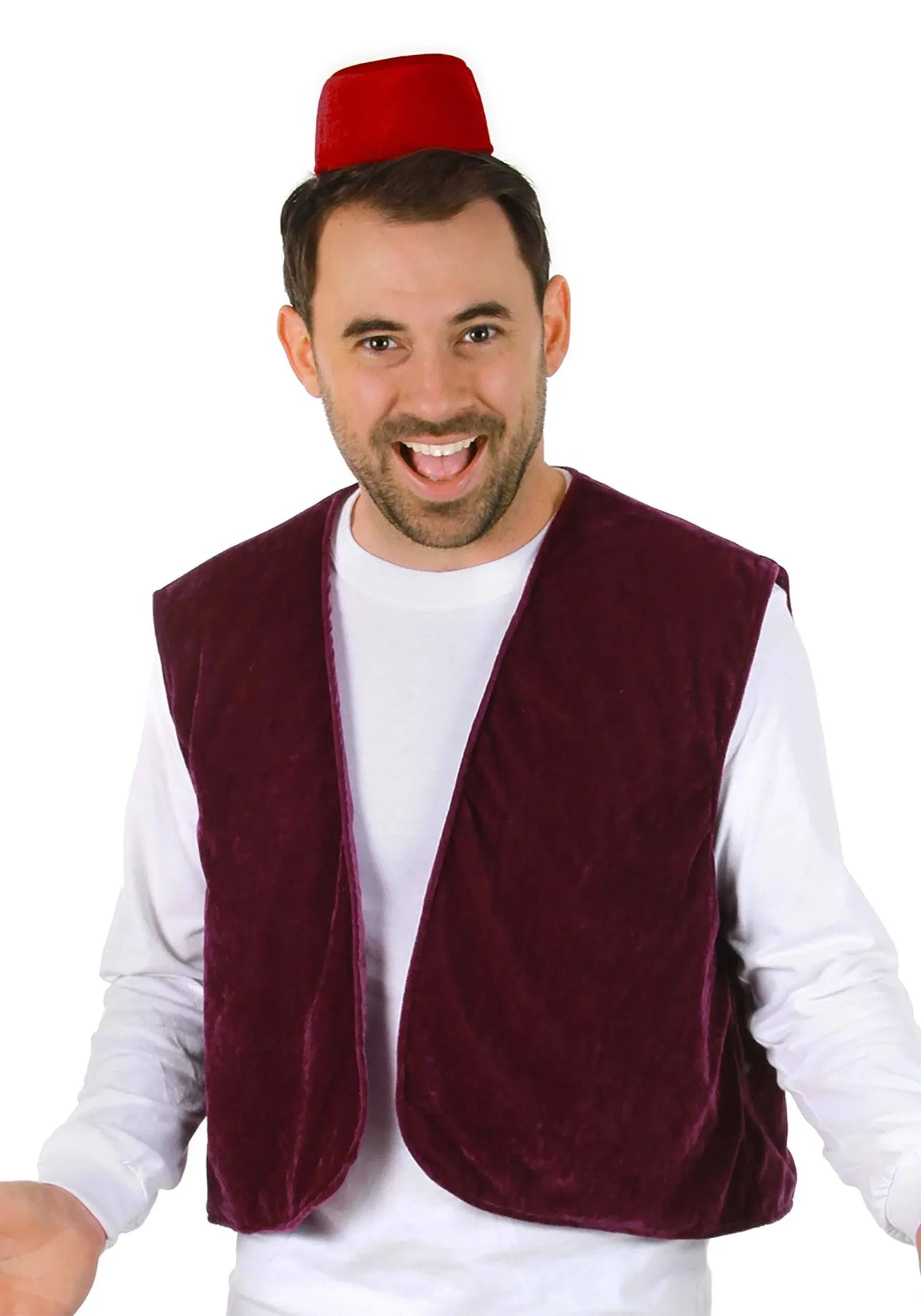 Disney Aladdin Fez & Vest Costume Kit - Purple Velour Vest with Attached Fez, One Size Fits Most