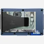 The Ridge Wallet Authentic | Minimalist Metal RFID Blocking Wallet - Money Clip | Slim Wallet For Men (Navy)