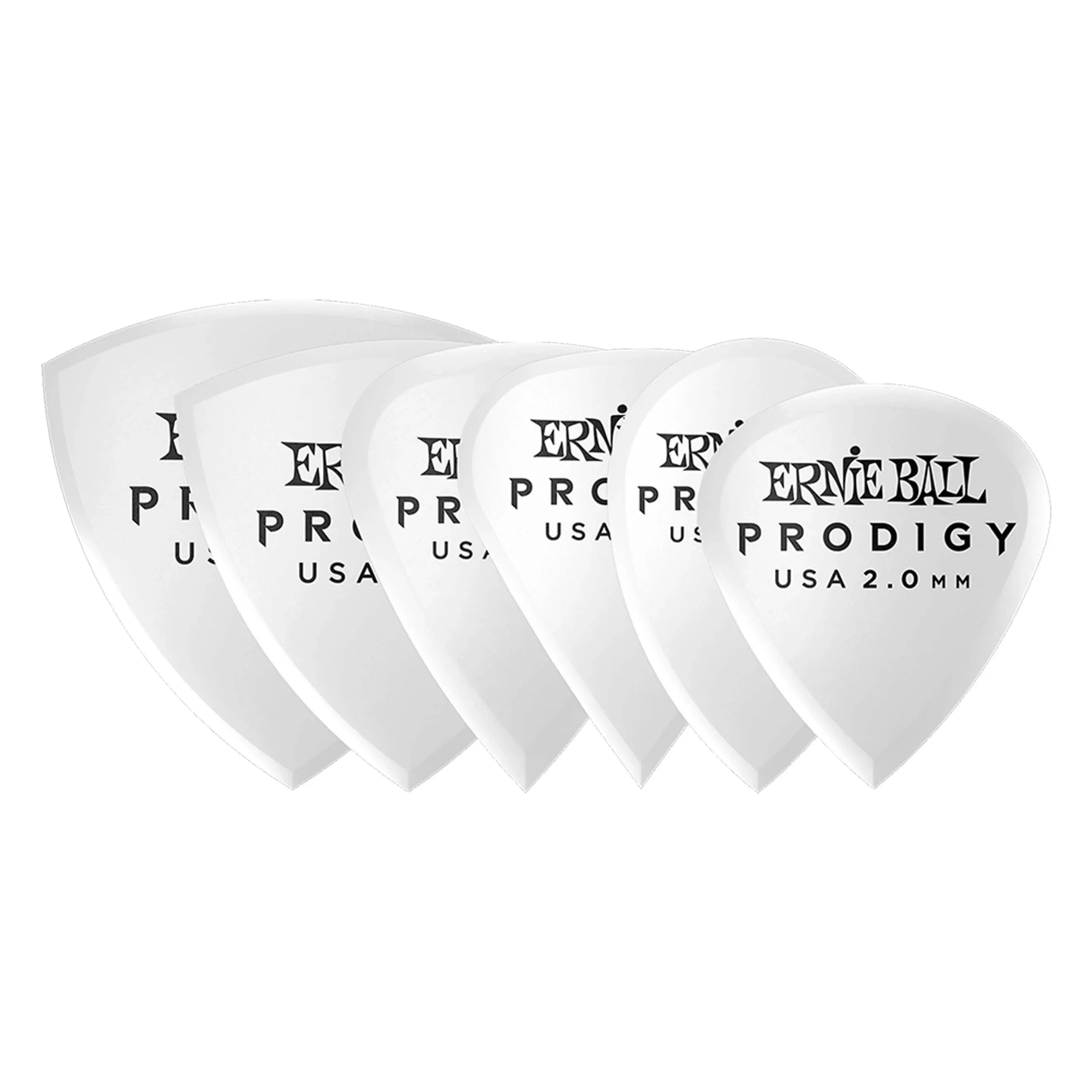 Ernie Ball Prodigy Guitar Picks, Multipack, White 2.0mm, 6-pack (P09343)