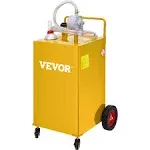 VEVOR Fuel Caddy, 35 Gallon, Gas Storage Tank on 4 Wheels, with Manual Transfer Pump, Gasoline Diesel Fuel Container for Cars, Lawn Mowers, ATVs, Boats, More, Yellow