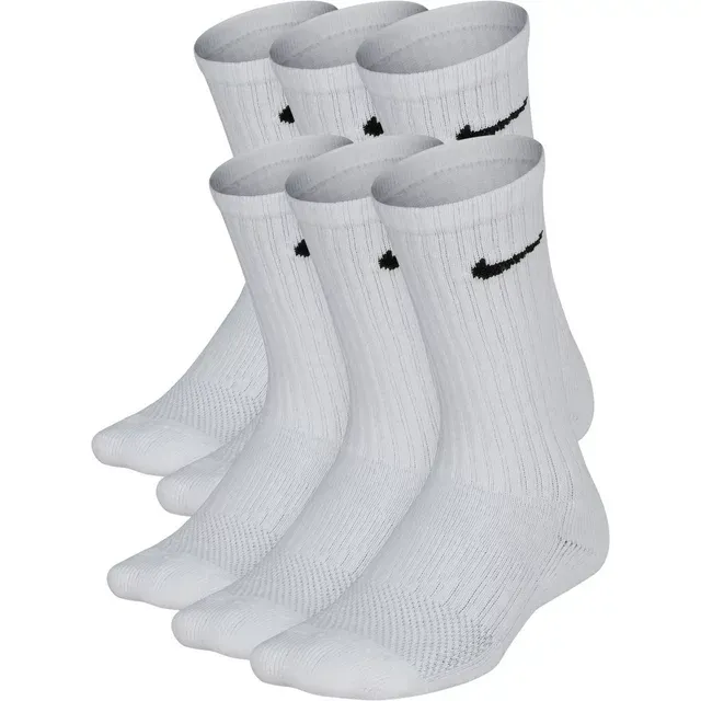 Nike Performance Cushioned Crew Kids' Training Socks (6 Pair) Size S (White)