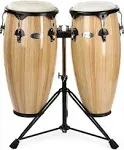 Toca Synergy Wood Conga Drums Set Percussion w/ Stand - Natural