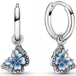 925 sterling silver creoles with detachable butterflies