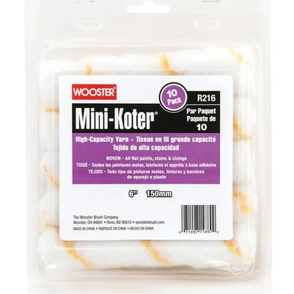 Wooster Mini-Koter Yarn 6 in.   W Mini Paint Roller Cover 10 pk