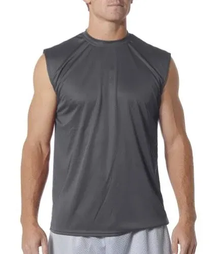 A4 Custom Adult Cooling Performance Muscle Shirt, Graphite, L