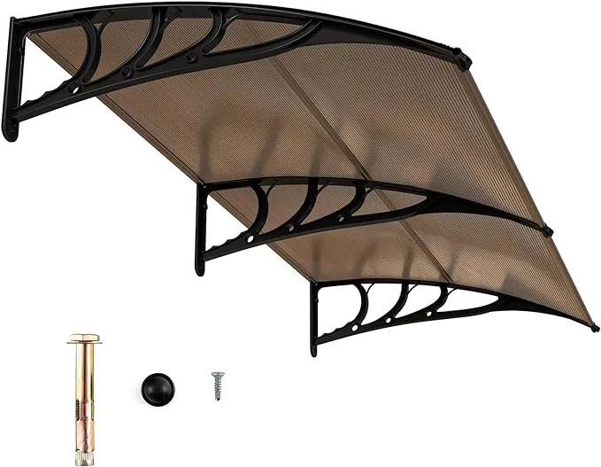 Tangkula 40" x 80" Window Awning, Modern Polycarbonate Overhead Door Awning with Hollow Sheet for Rain Snow Sunlight Protection, UPF 50+ Awnings for Patio, Door, Deck, Porch