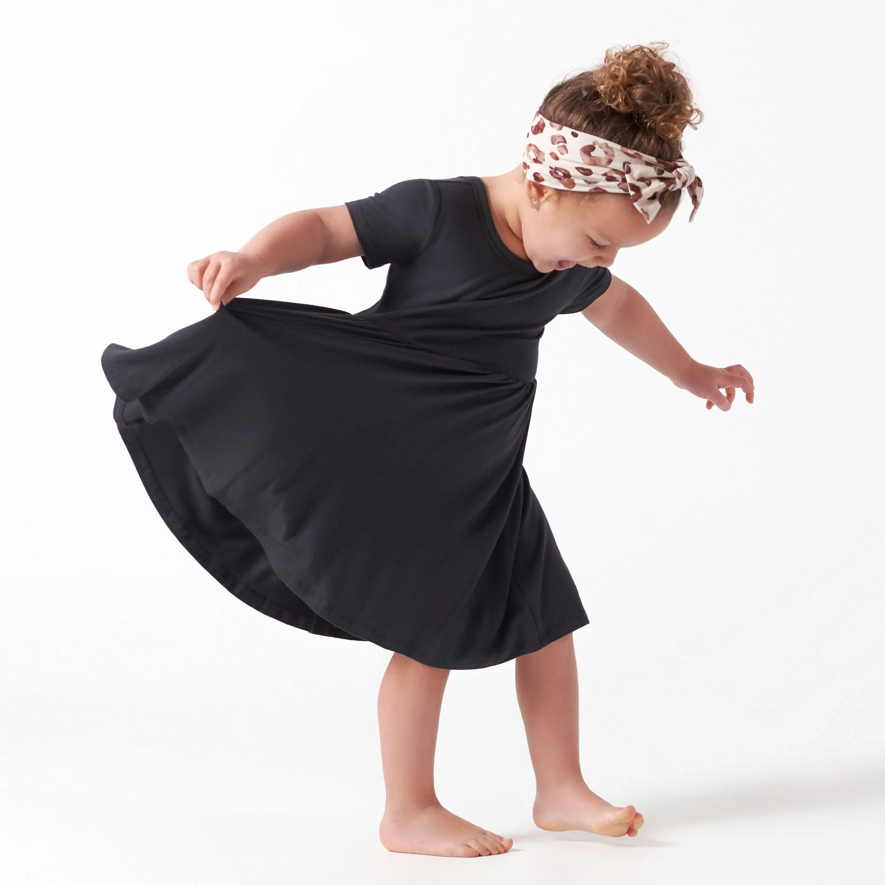 Infant &amp; Toddler Girls Shadow Buttery Soft Viscose Made from Eucalyptus Twirl Dress