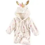 Luvable Friends Baby Girl Plush Bathrobe, Stars Unicorn, 0-9 Months