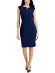 Kasper Womens Petites Seamed Sheath Wear to Work Dress Navy 12p