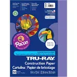 Pacon Tru-Ray Construction Paper, 76 lbs., 9 x 12, Violet, 50