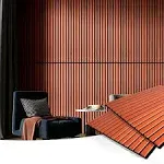 Art3d 2 Wood Slat Acoustic Panels for Wall and Ceiling - 3D Fluted Sound Absorbing Panel with Wood Finish - Walnut