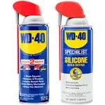 WD-40 Multi-Use Product and WD-40 Specialist Silicone Lubricant Combo Pack, Smart Straw Sprays 2 Ways, WD-40 Original Formula 12oz and Water-Resistant