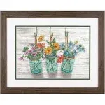 Dimensions 70-35378 Mason Jar Flowers Counted Cross Stitch Kit, 14 Cnt. White Aida Cloth, 14 x 10