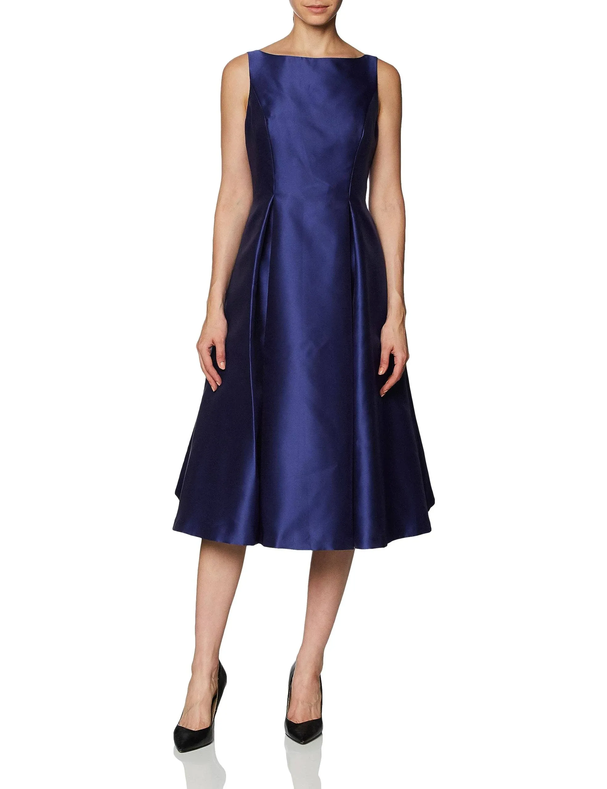 Adrianna Papell Boat Neck Sleeveless A-Line Taffeta Dress - 6