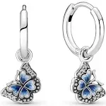 Pandora Women's Butterfly Hoop Earrings, Blue