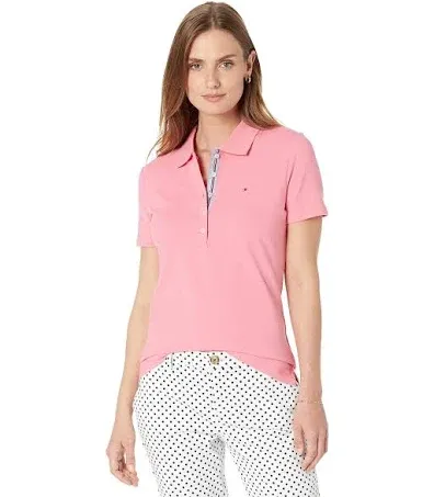 Tommy Hilfiger Women’s Short Sleeve Polo Heritage Rosette Pink Collared Size M