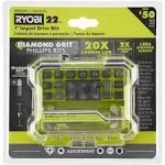 RYOBI 1 in. Diamond Grit Impact Drive Bits (22-Piece) Philips Regular Hex