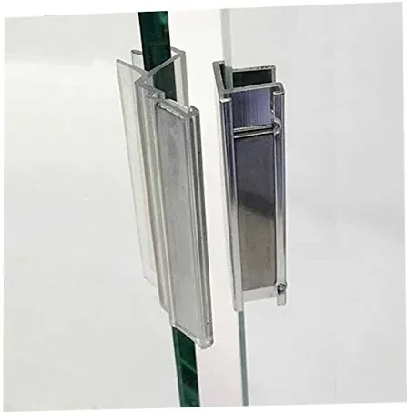 Clear Polycarbonate U-Channel with Magnet and Chrome Metal Strike Plate for 3/8" Glass Shower Doors