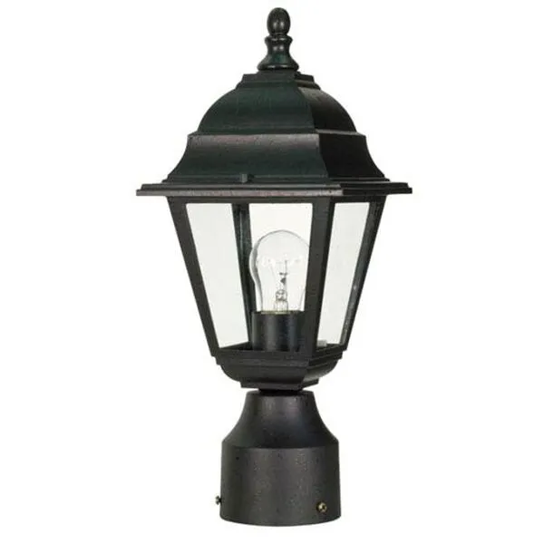 Briton Textured Black One-Light Outdoor Post Mount with Clear Glass