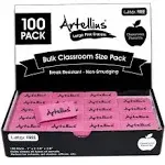 Pink Erasers Pack of 100 - Large Size, Latex & Smudge Free - Bulk School Supplies for Classrooms, Teachers, Homeschool, Office, Art Class, and More!