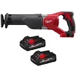 Milwaukee 2621-20-48-11-1837 M18 18V Lithium-Ion Cordless Sawzall Reciprocating Saw with Two 3.0Ah Batteries